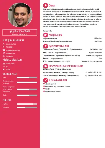 Makine Mühendisi Cv Örnekleri cv indir